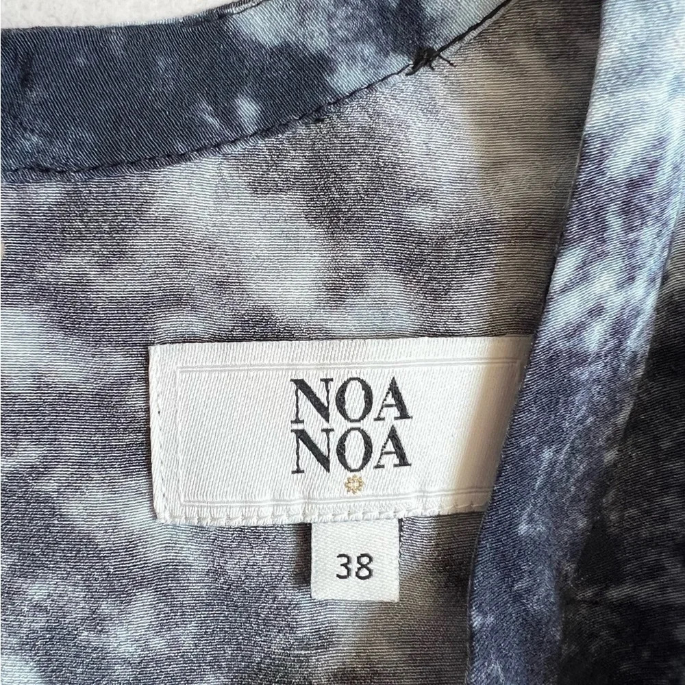 Noa Noa Viscose Blue Black White Abstract Swirl Print Blouse Top Sz 8 Lagenlook - Picture 6 of 8